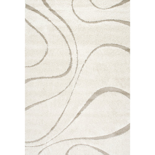 Wrought Studio Allysa Abstract Shag Area Rug in Cream/ Beige & Reviews